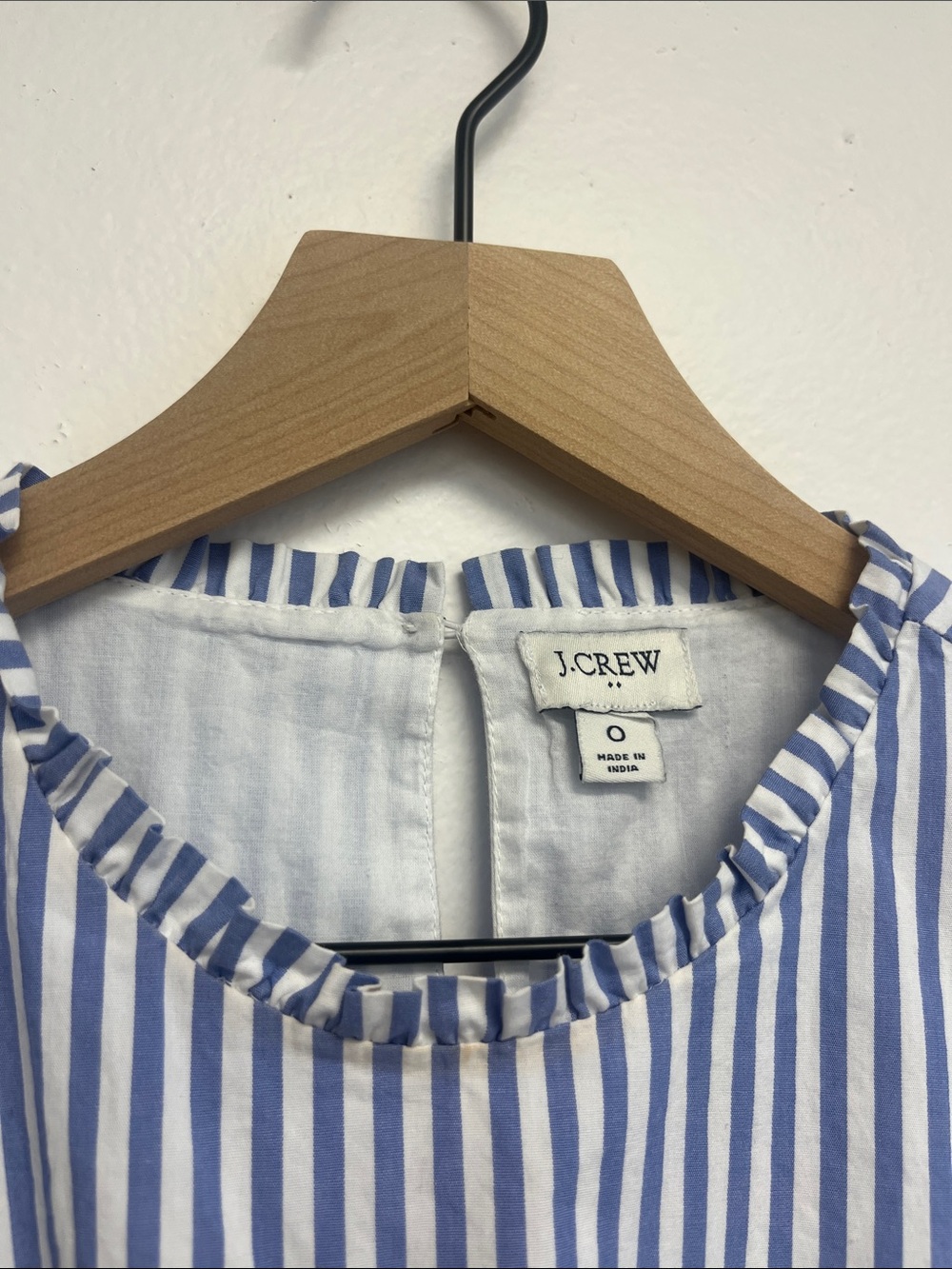 J. Crew Blue and White Striped Midi Tiered Dress - Picture 2 of 6